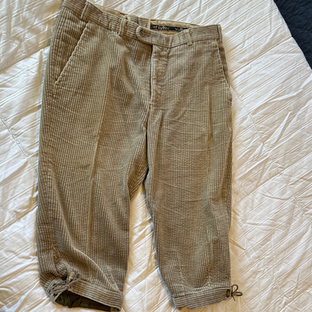 Vintage Corduroy Drawstring Hem Men's knickers — tan